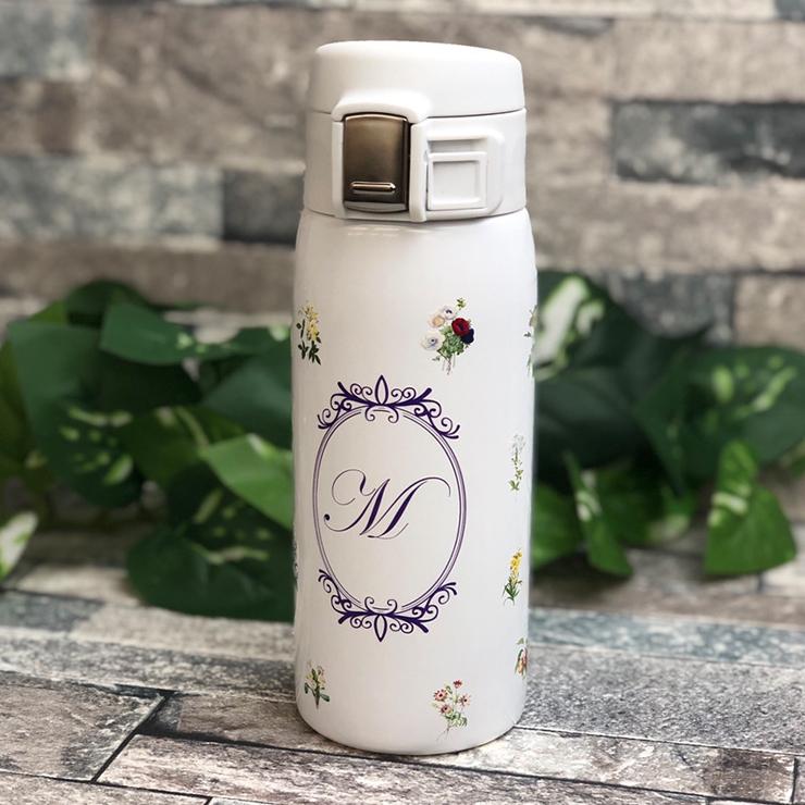 アンティークイニシャル ワンタッチカービングサーモボトル 360ml (全3