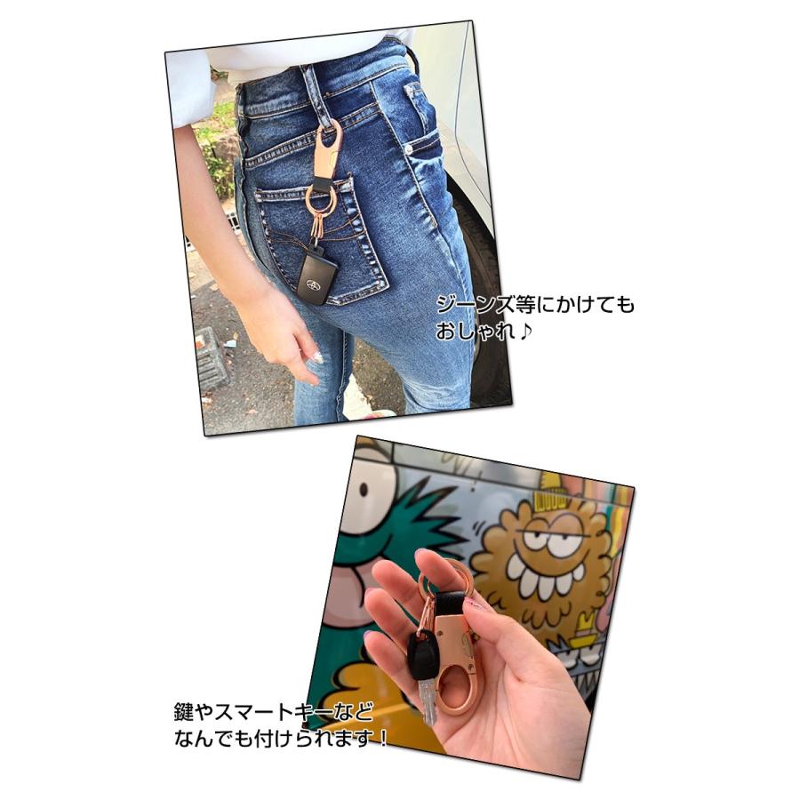 名入れ可能/キーフック付き キーホルダー（全3色）ダブルリング ベルト