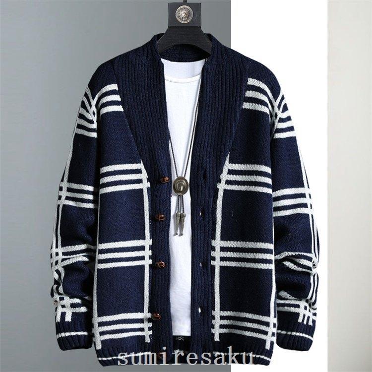 期間限定キャンペーン トップス カーディガンメンズニットジャケットコーデ薄手 カーディガンメンズニットジャケットチェック柄ニットカーディガン アウターニット秋冬メンズファッションコート22冬 Www Threeriversofs Com