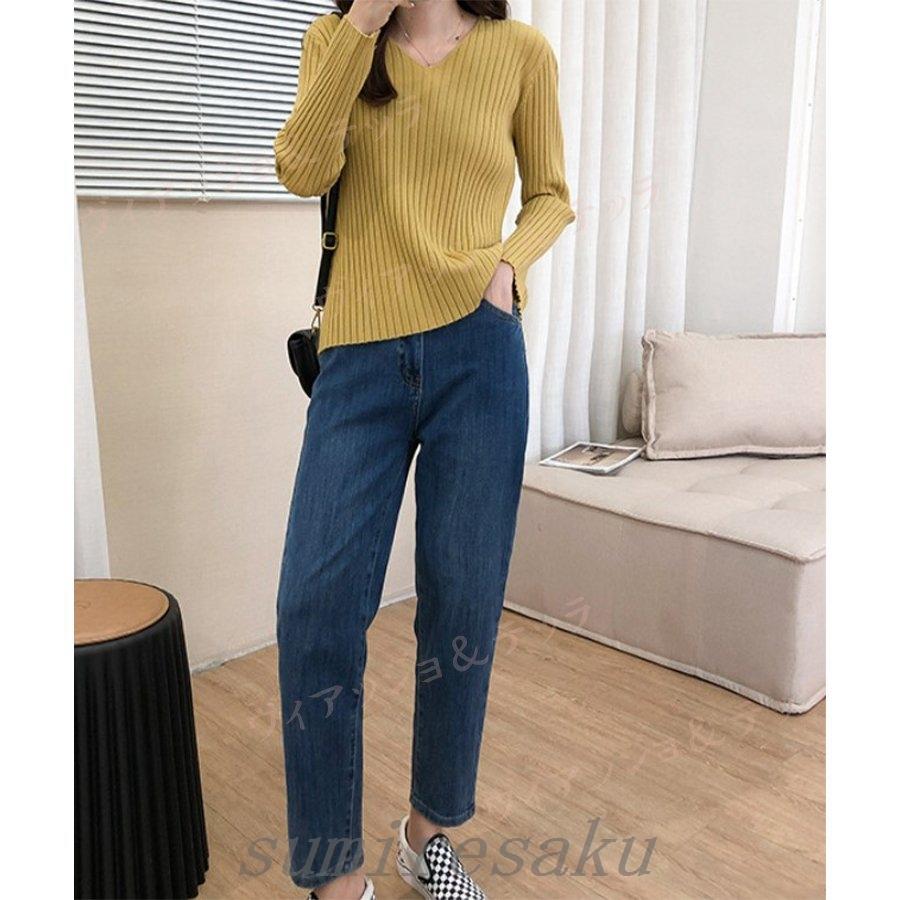 Vネックニットセンタープルオーバーレディースナイロンシャツ長袖秋服ニット40代オフィス30代50代通勤きれいめ上品 15 新作