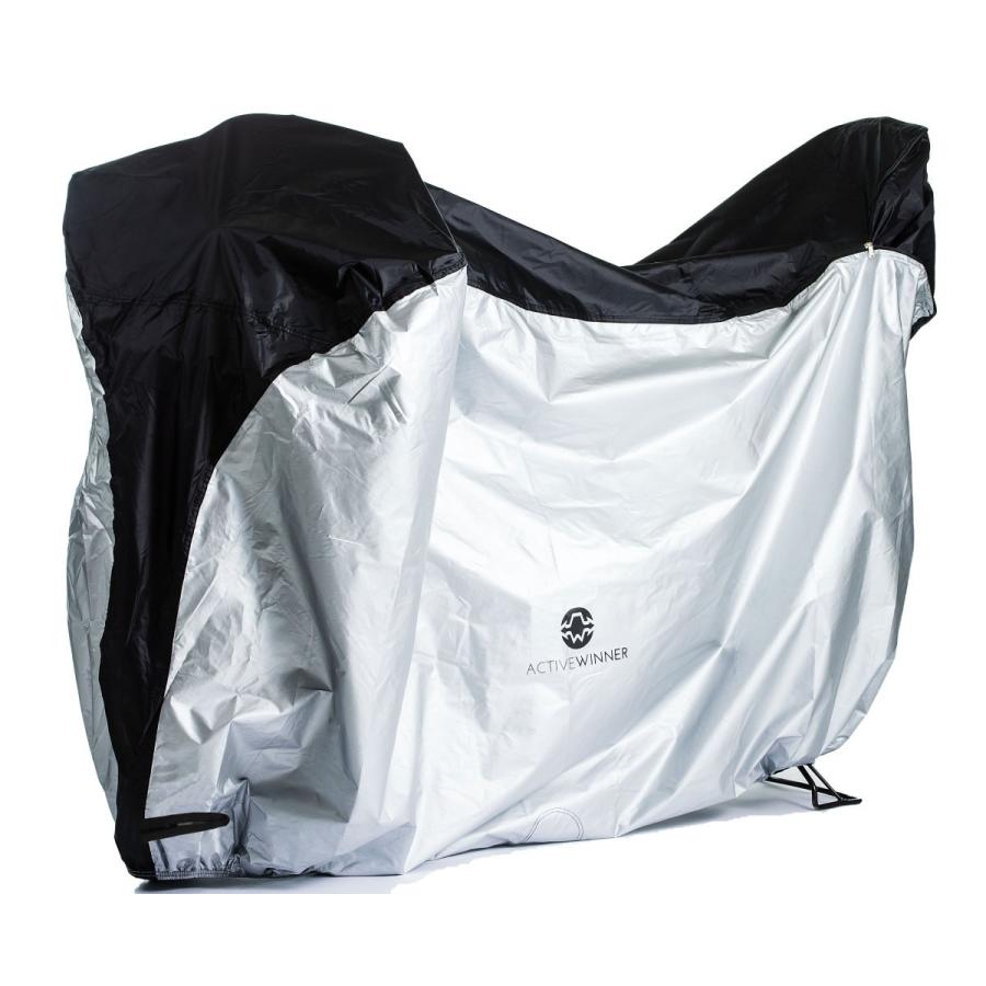 ACTIVE WINNER自転車カバー ハイバック ラージサイズ 前 後ろ 子供乗せ自転車カバー 子供乗せ自転車レインカバー 撥水・UV加工 丈夫 収納バッグ付・風飛防止バックル 自転車