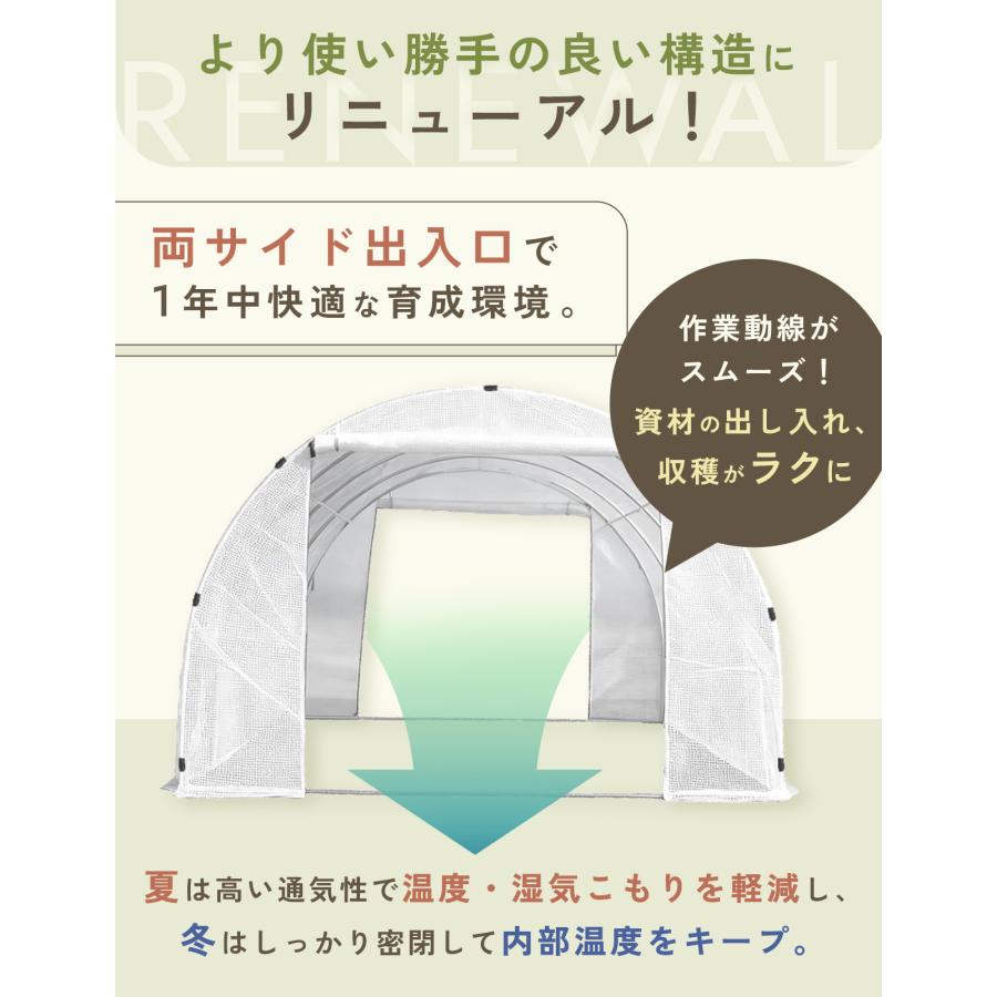 ビニールハウス 温室 大型 温室ハウス 強化フレーム 両面出入り口 
