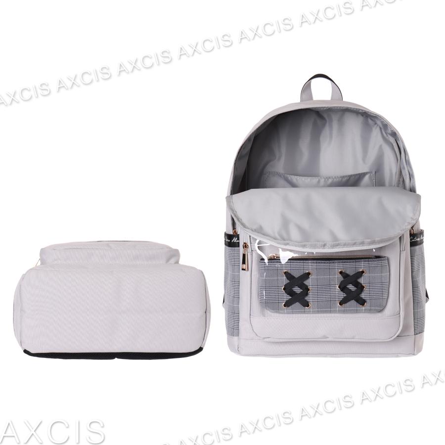 Coboca+ポリ×グレンチェックレースアップポーチ付きデイパック : AXCIS