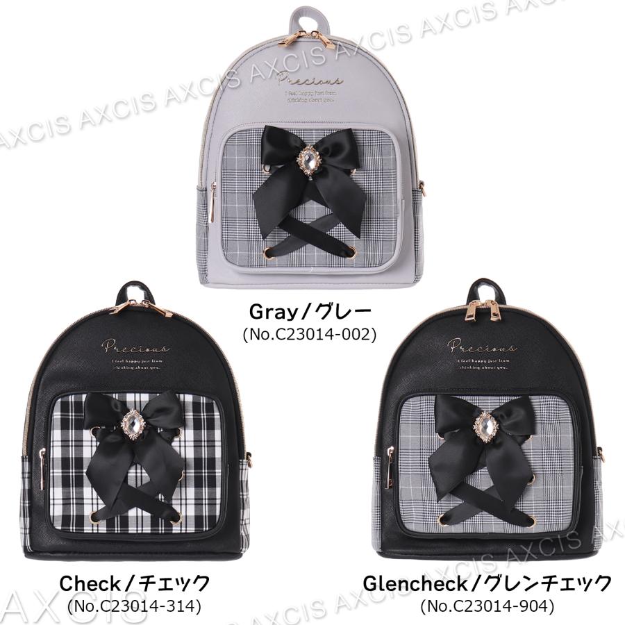 リボン天使様　ピクニックバッグ完成品 Coboca+合皮チェックレースアップビッグリボンミニデイパック : AXCIS