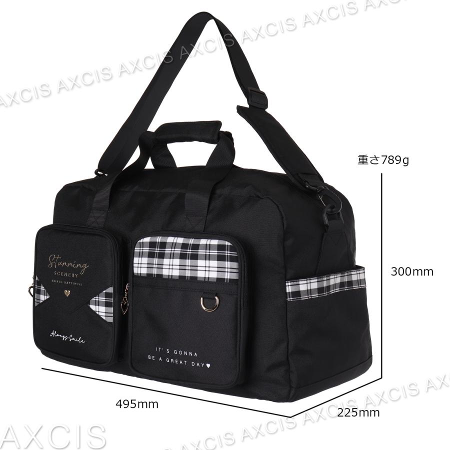Coboca+ ポリ チェック ロゴ Wポケット トラベルボストン 40L