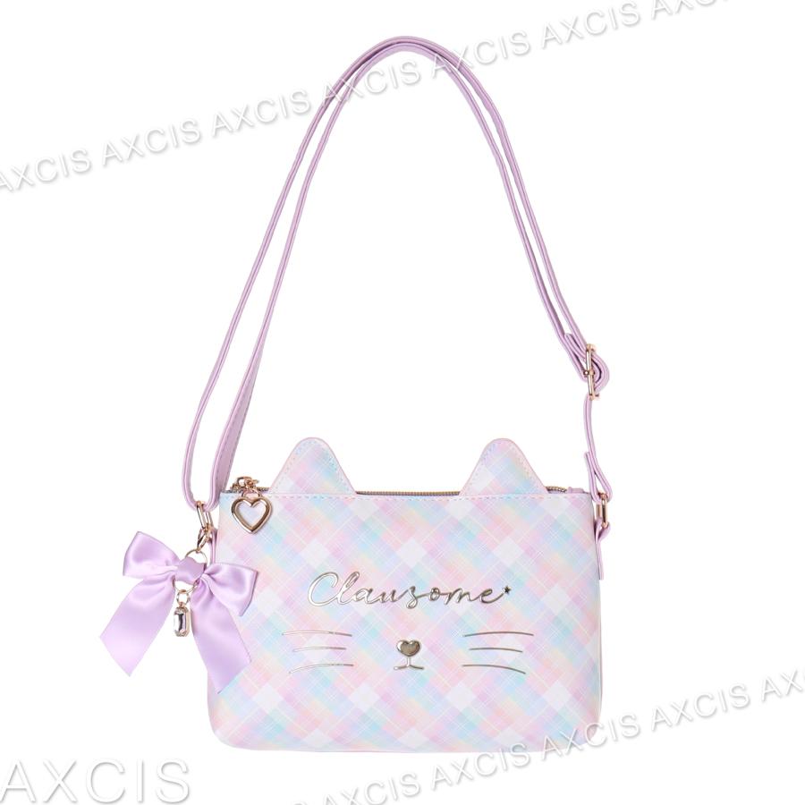 Coboca+軽量合皮グラデチェックネコミミチャーム付ポシェット : AXCIS