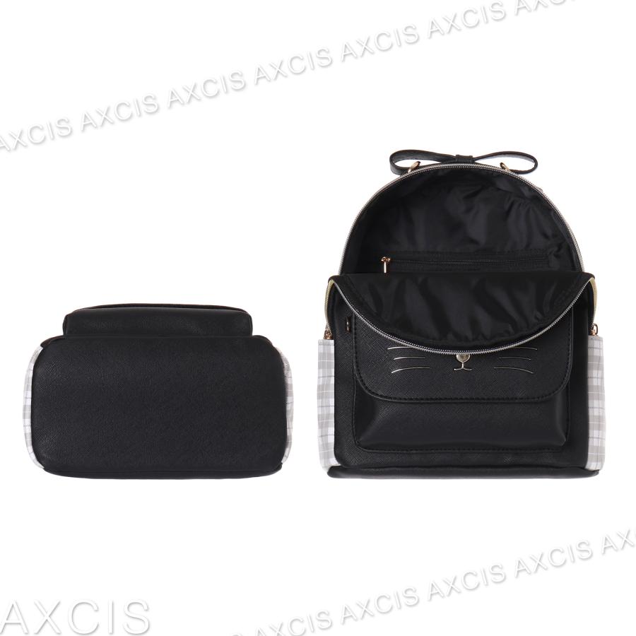 ミニデイパック ネコ 猫 ネコミミ チェック 合皮 Coboca+ : AXCIS