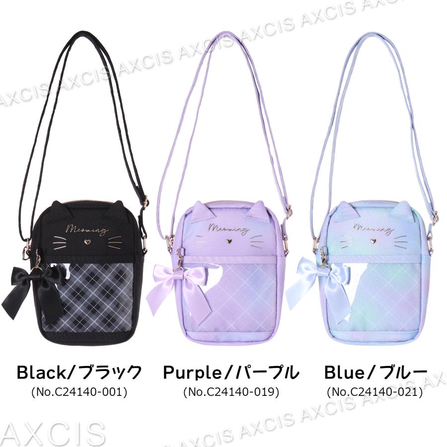 美品　ラコステ　調整可　収納多　鹿の子　ショルダーバッグ　ブルー　PVC 縦ショルダー ネコ リボン付き ポリ PVC チェック Coboca+ 猫柄