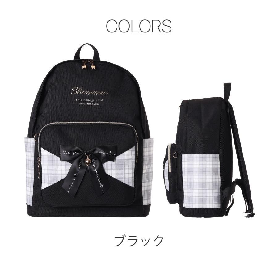 Coboca+ デイパック チェック レター リボン ポリエステル チェック柄