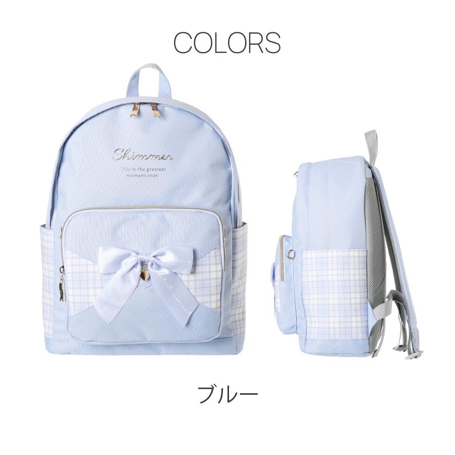 Coboca+ デイパック チェック レター リボン ポリエステル チェック柄