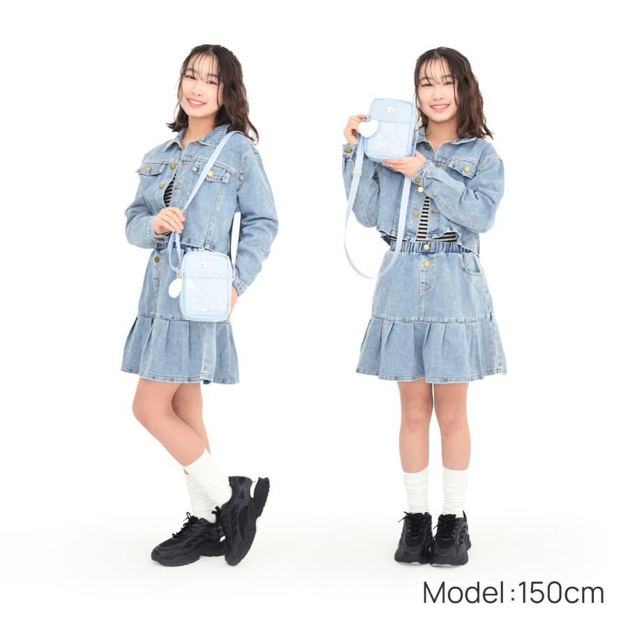 シマエナガ ドット柄 ハート付き 縦型ショルダーバッグ 女の子 子供用