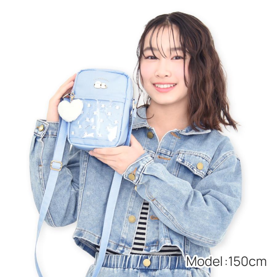 シマエナガ ドット柄 ハート付き 縦型ショルダーバッグ 女の子 子供用