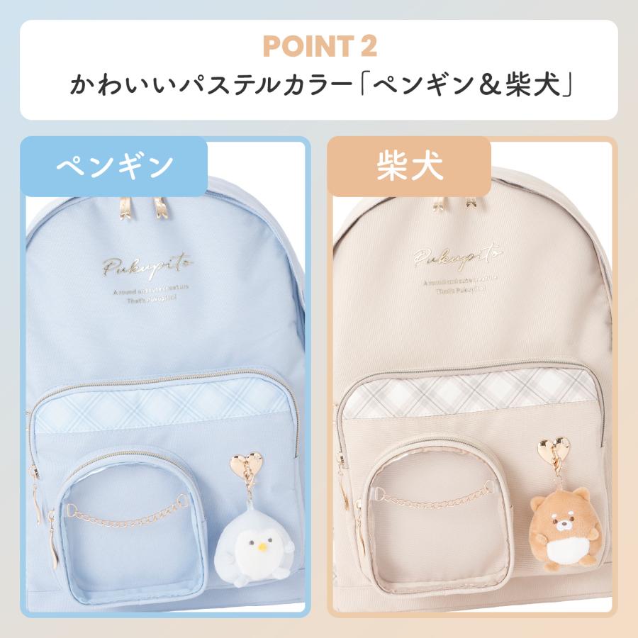 ぷくぴと チェック柄 デイパック ポリエステル リュック 女の子
