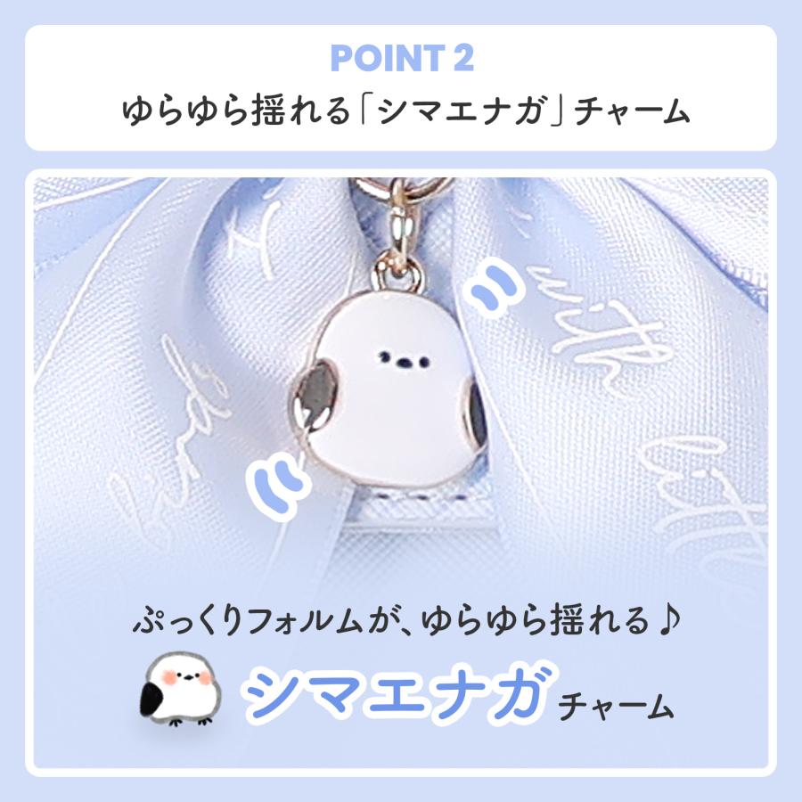 合皮チェック シマエナガ リボン付き 前ポケットショルダー かわいい