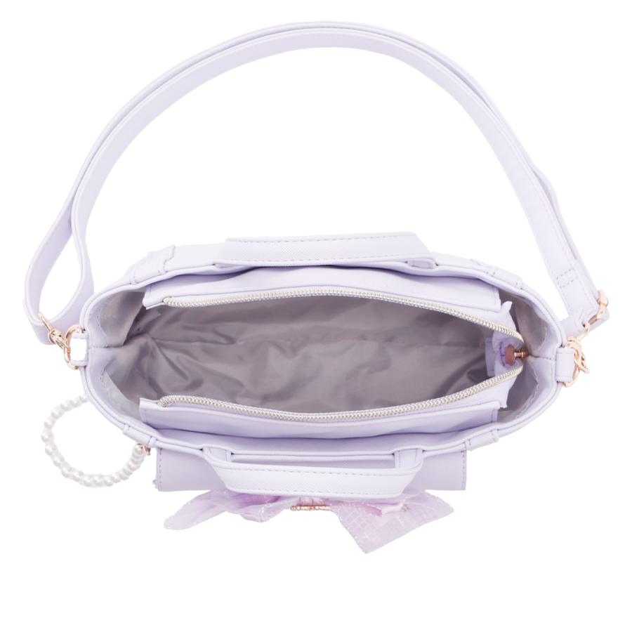 2WAY ショルダー 合皮 リボン パール ストラップ付 手提げ 女の子