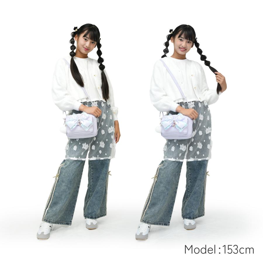 合皮リボン カギ チャーム ショルダー 女の子 キッズ 子供 小学生 通学