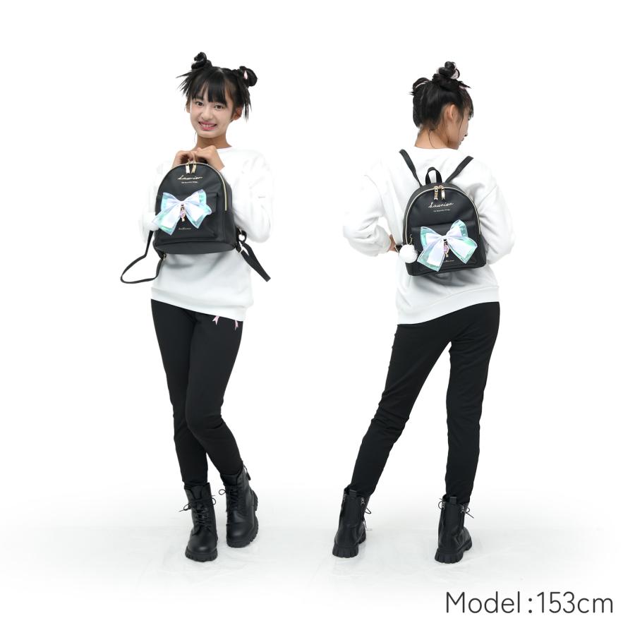 合皮リボン カギ チャーム デイパック 女の子 キッズ 子供 小学生 通学