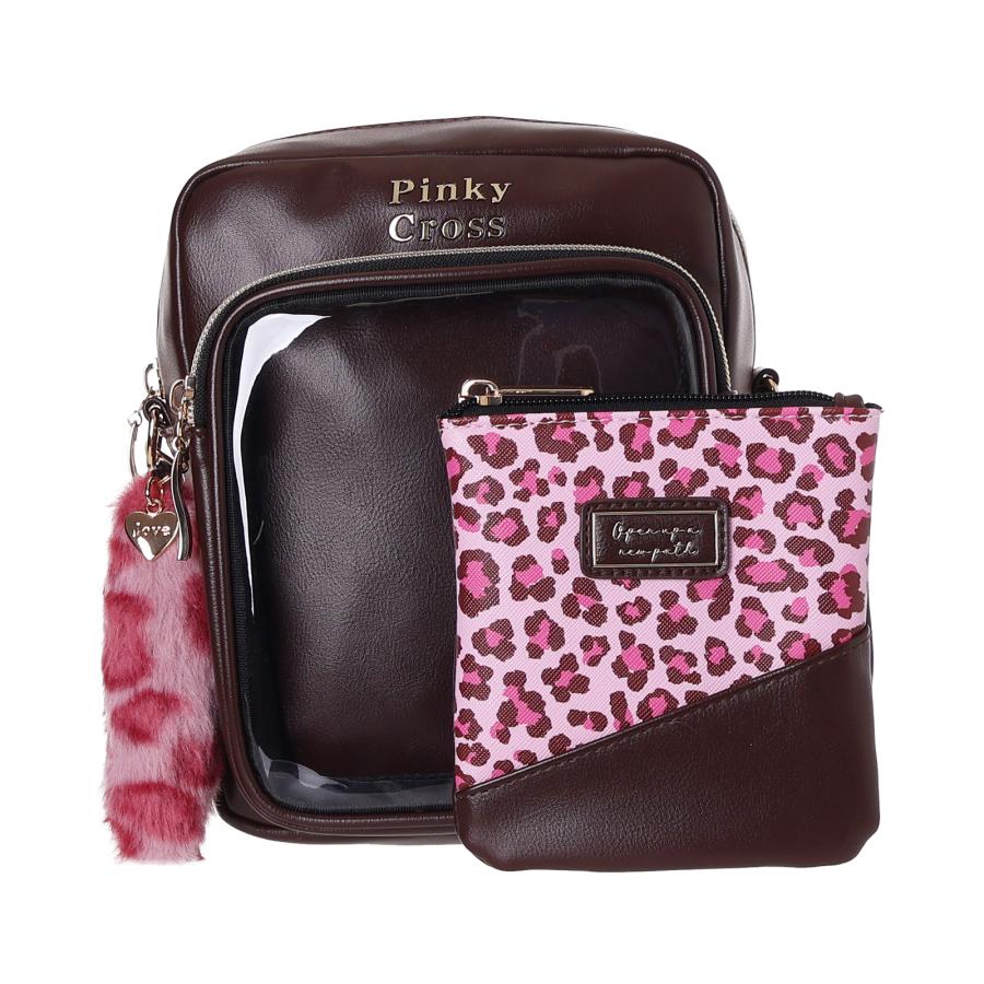 ヒョウ柄ポーチ付き 縦型ショルダー 女の子 小学生 幼稚園