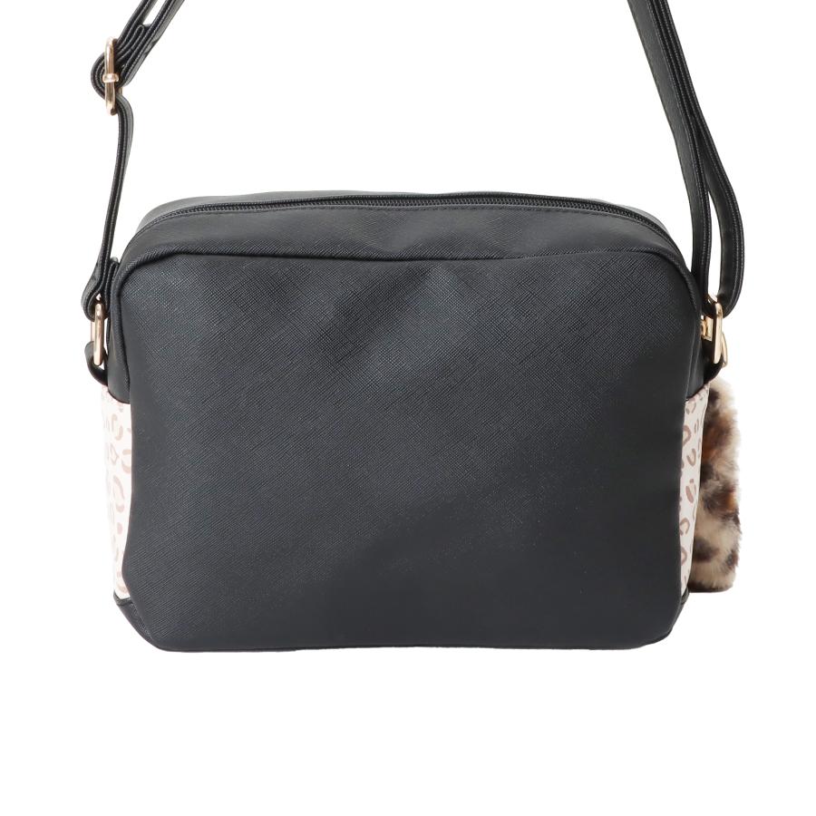 ヒョウ柄 ポーチ付 ショルダーバッグ 合皮 PVC レディースバッグ