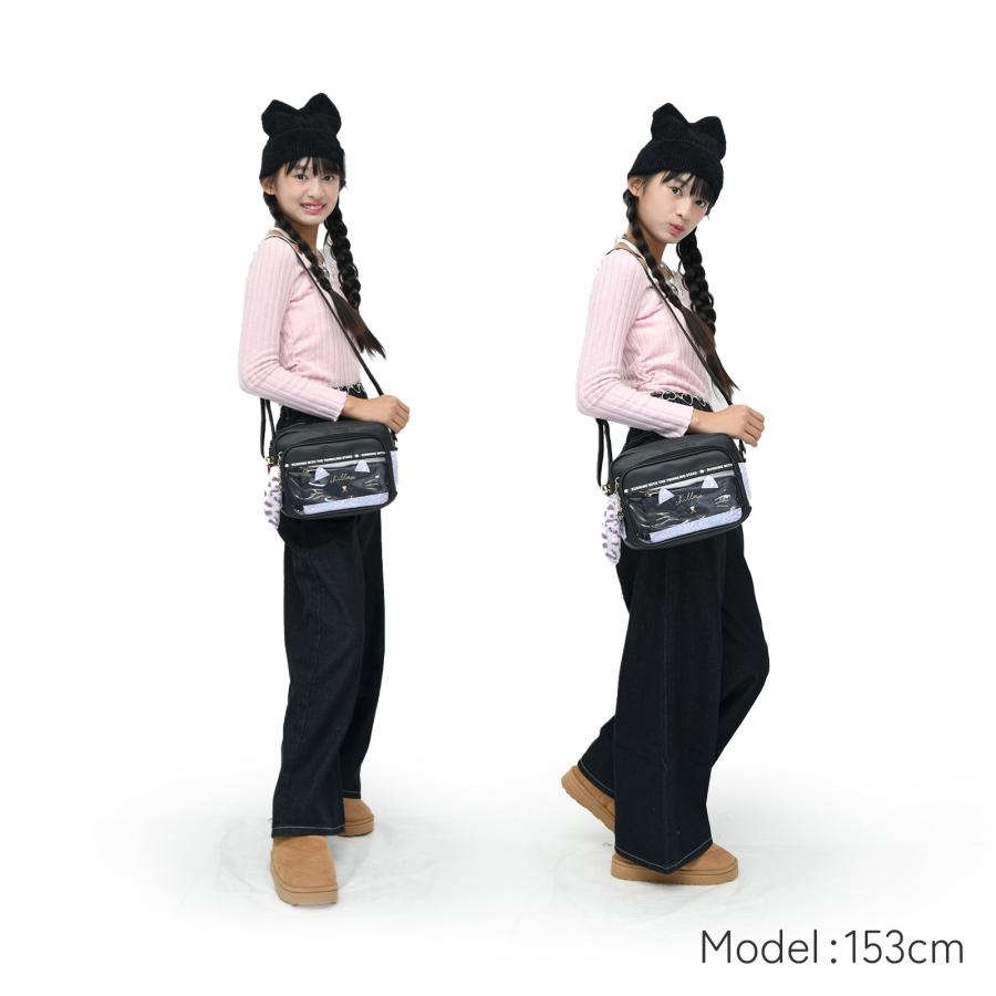 バービー　ヒョウ柄Mサイズ　歯ブラシポーチネイビー ヒョウ柄 ポーチ付 ショルダーバッグ 合皮 PVC レディースバッグ