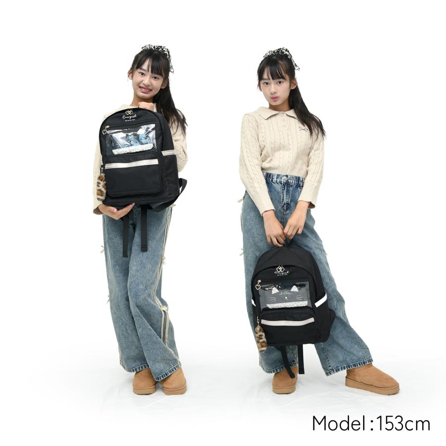 ヒョウ柄 ポーチ付 デイパック 17L ポリエステル PVC レディース
