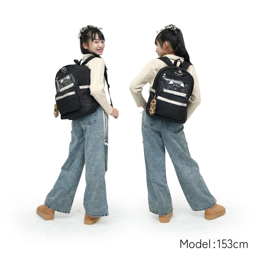 ヒョウ柄 ポーチ付 デイパック 17L ポリエステル PVC レディース