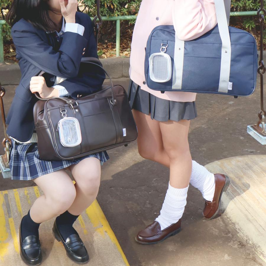 スクールボストン ポーチ付き メッシュ クリア 合皮 Coboca+