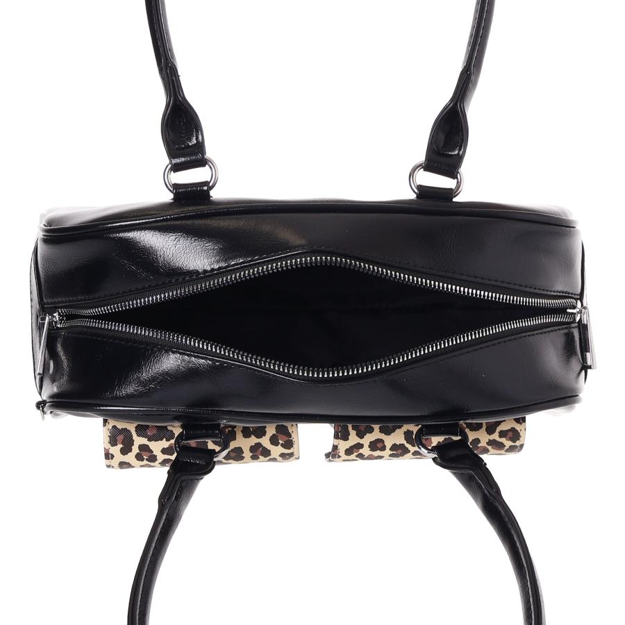 ボストンバッグ 合皮 ギャル レオパード アニマル柄 ヒョウ柄 ツヤ感