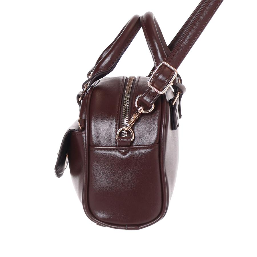 合皮 ハート ロック リボン 2WAY 小さめ ボストン バッグ ブラック 黒