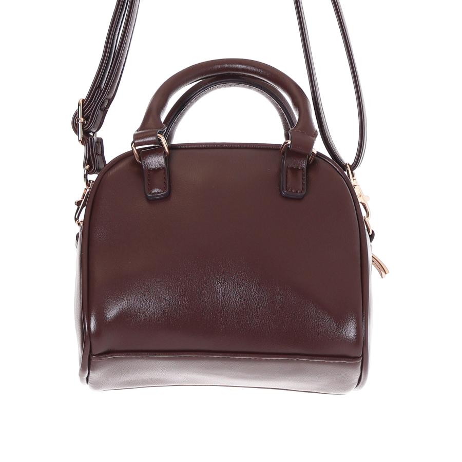 合皮 ハート ロック リボン 2WAY 小さめ ボストン バッグ ブラック 黒