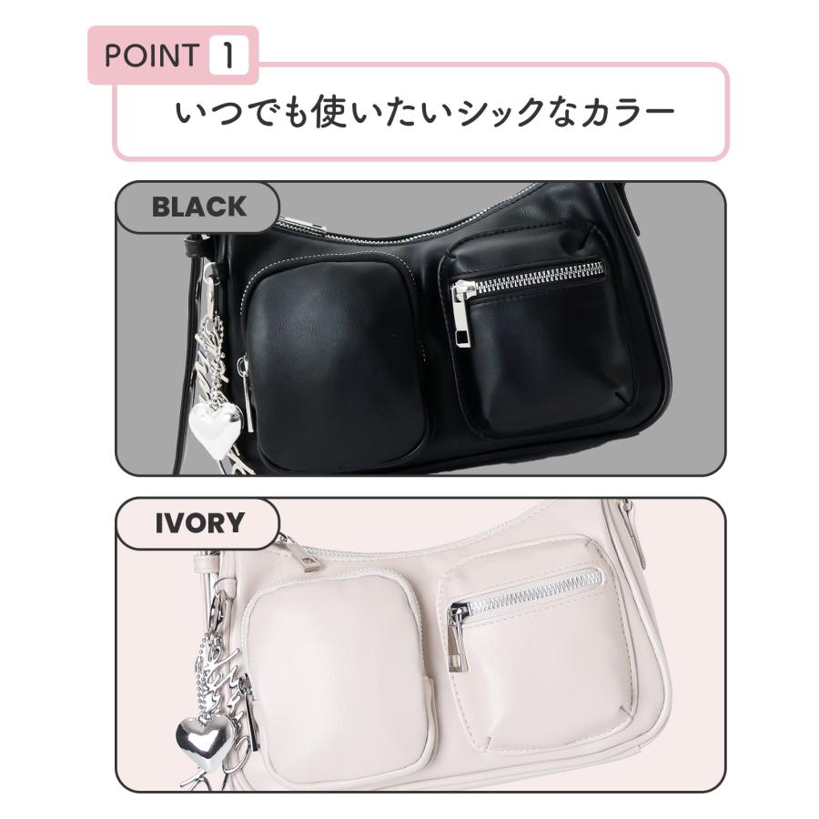 ダブルポケット バッグ ミニバッグ 2ポケット シンプル 大人かわいい