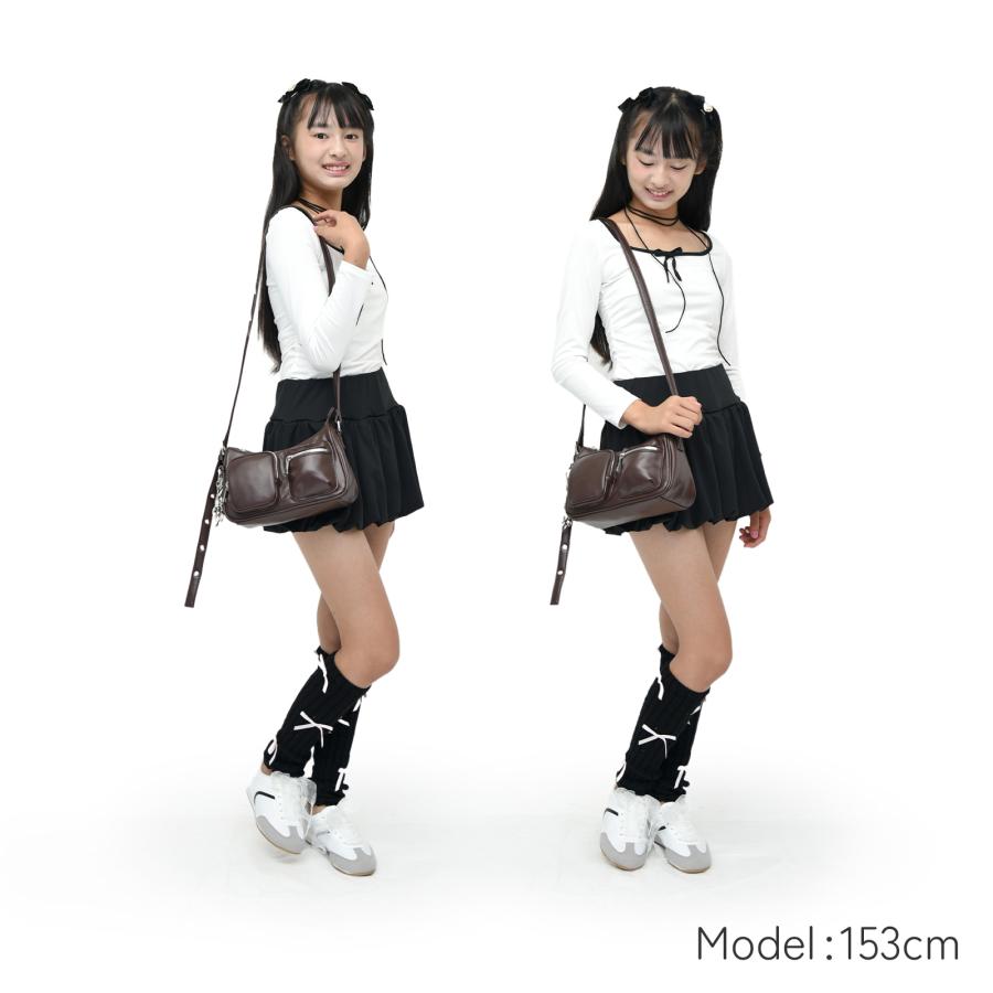 ダブルポケット バッグ ミニバッグ 2ポケット シンプル 大人かわいい