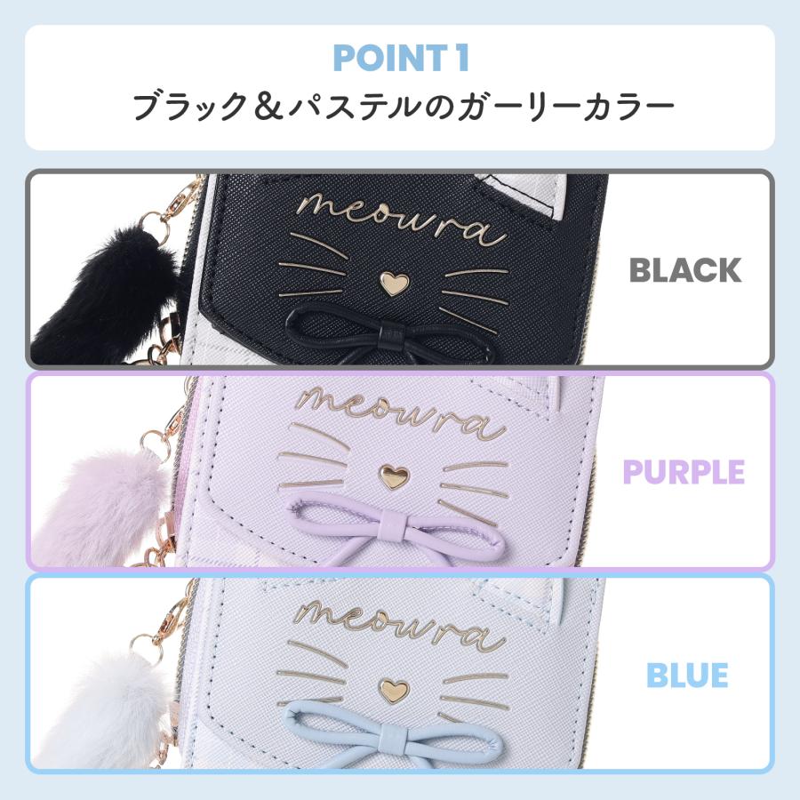 ミニ財布 Coboca+ ネコ フェイス リボン 三つ折り 財布 レディース 猫