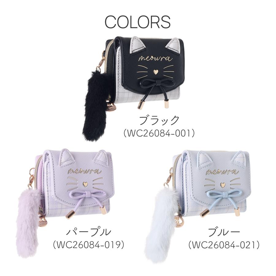 ミニ財布 Coboca+ ネコ フェイス リボン 三つ折り 財布 レディース 猫