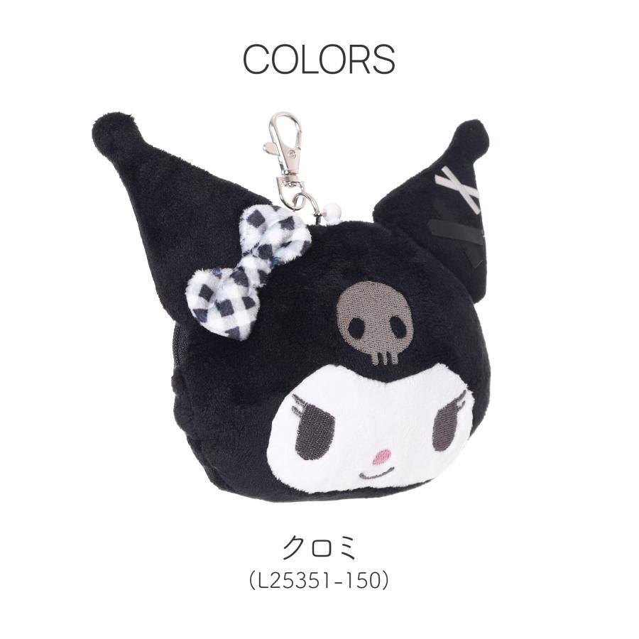 ハローキティ クロミ 千鳥格子 リボン フェイス パスケース リール付き