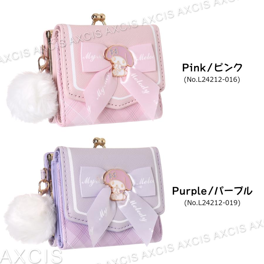 ミニ財布 マイメロディ 口金 チェック プレート リボン 合皮 ミニ財布 マイメロディ 口金 チェック プレート リボン 合皮