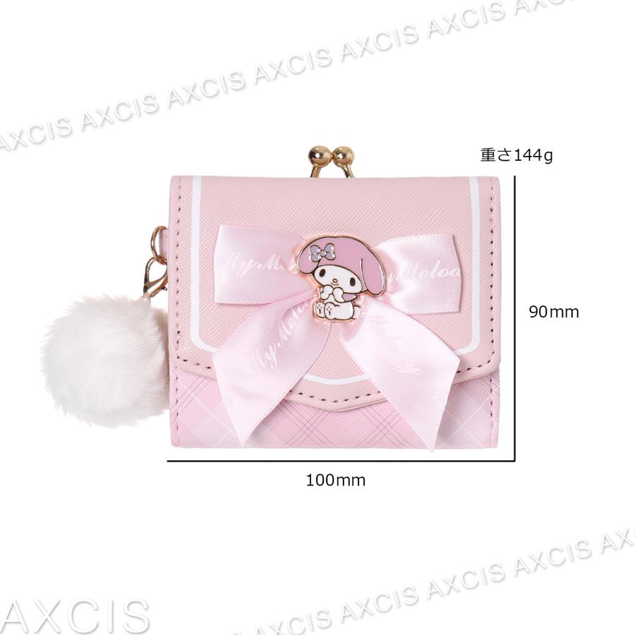 ミニ財布 マイメロディ 口金 チェック プレート リボン 合皮 ミニ財布 マイメロディ 口金 チェック プレート リボン 合皮