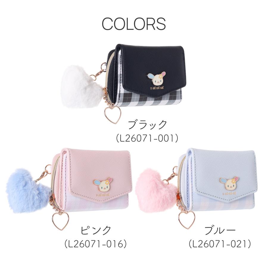 ミニ財布 三つ折り ウサハナ サンリオ うさぎ かわいい チェック