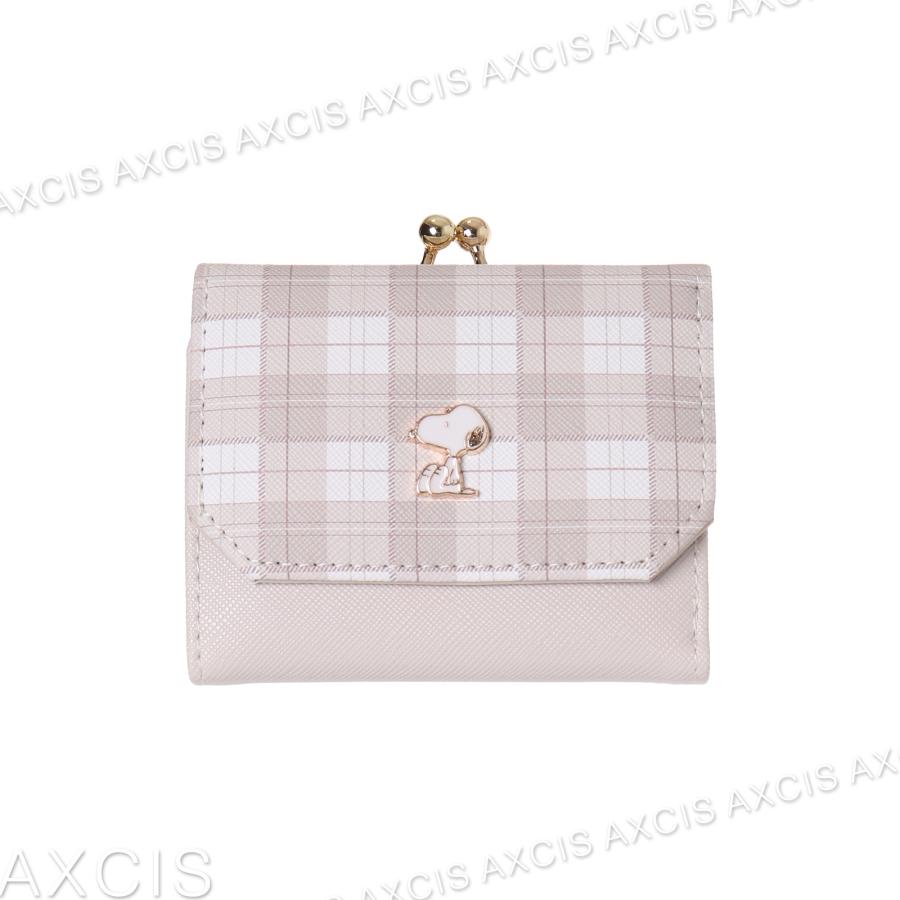 ミニ財布 SNOOPY チェック プレート付き 口金 合皮 : AXCIS - 通販