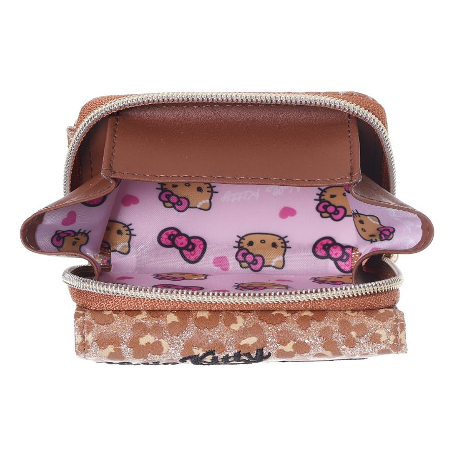 AETHER ヒョウ柄 三つ折り財布 ピンク ハローキティ 日焼け キティ グリッター ヒョウ柄 三つ折りミニ財布 合