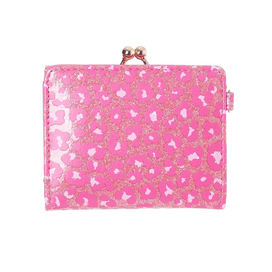 日焼けハローキティ グリッター ヒョウ柄 口金ミニ財布 三つ折り