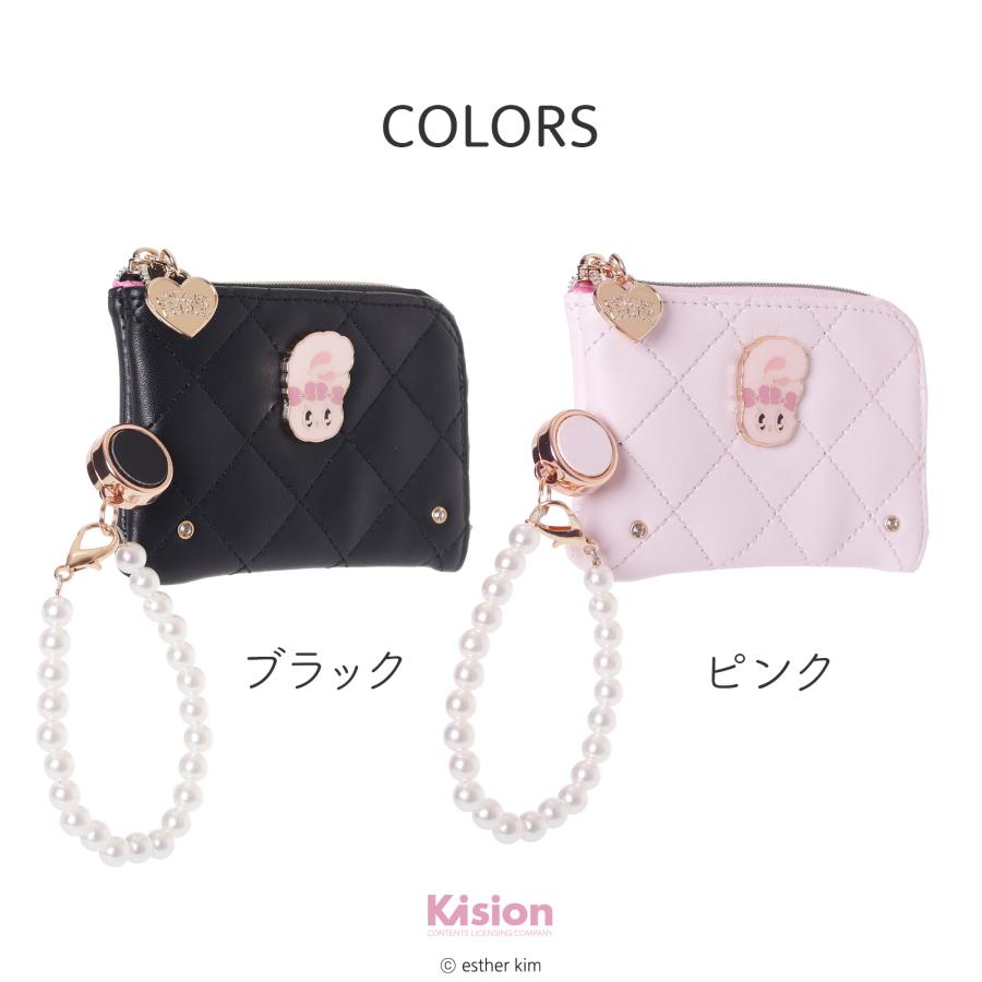 エスターバニー 合皮 キルト フェイス パスケース キーケース リール