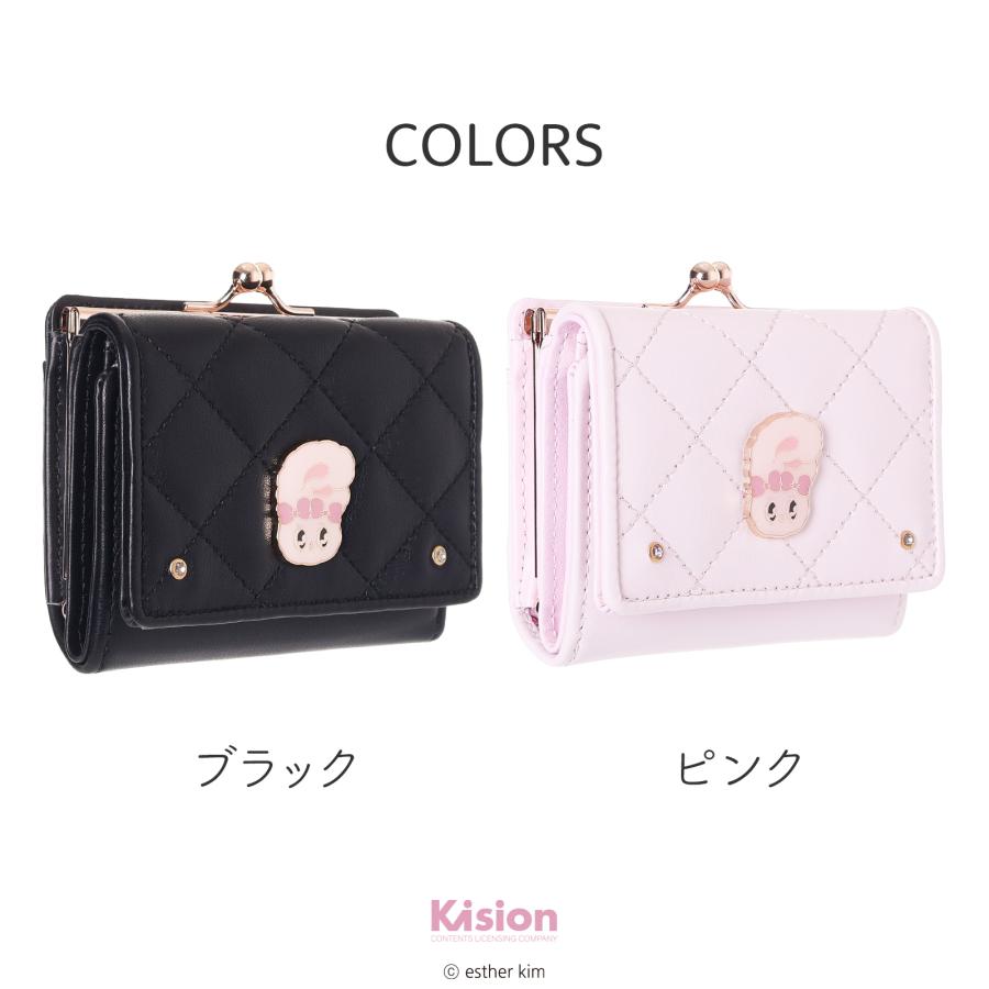 エスターバニー 合皮 キルト フェイス プレート 口金ミニ財布 三つ折り