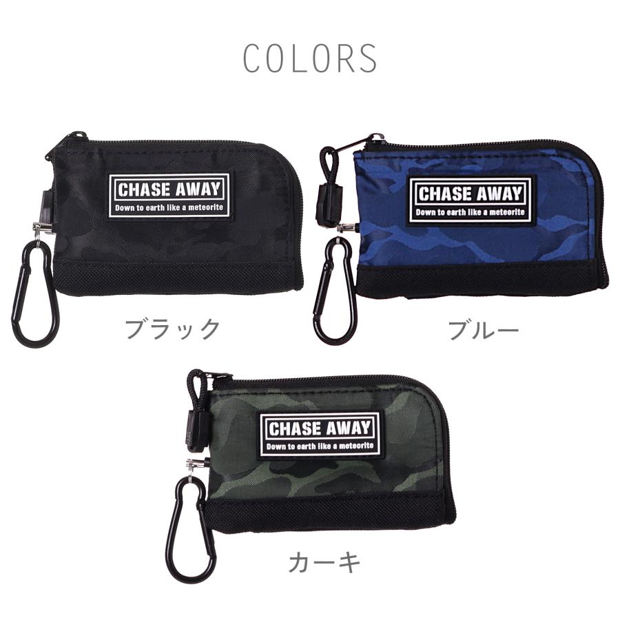 子供用 キーケース キーパスケース リール付き 通学 定期入れ ポリ迷彩