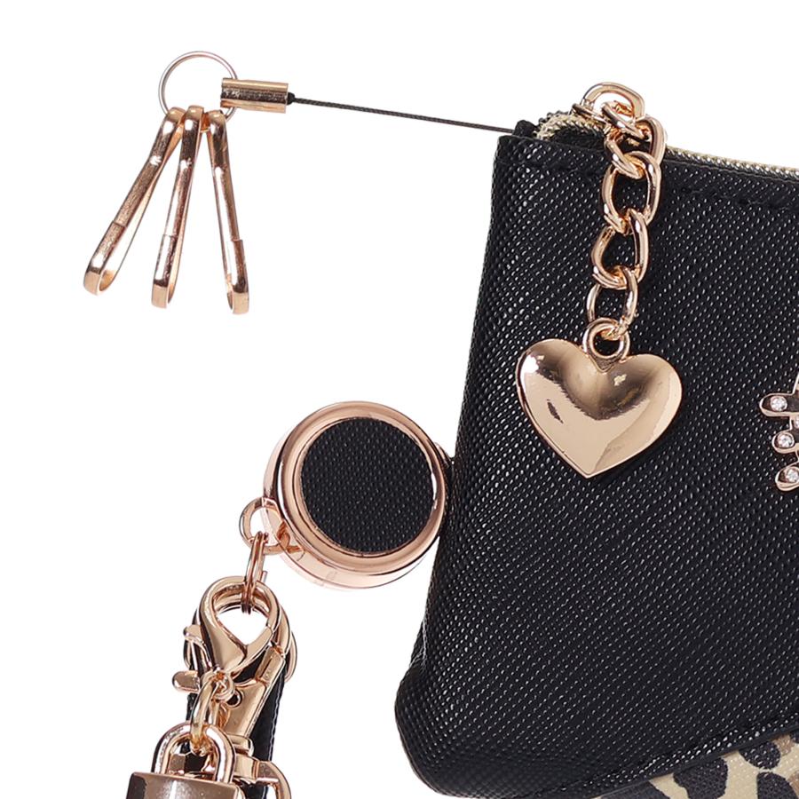 ハローキティ クロミ 合皮 ヒョウ柄 フレームプレート キーパスケース