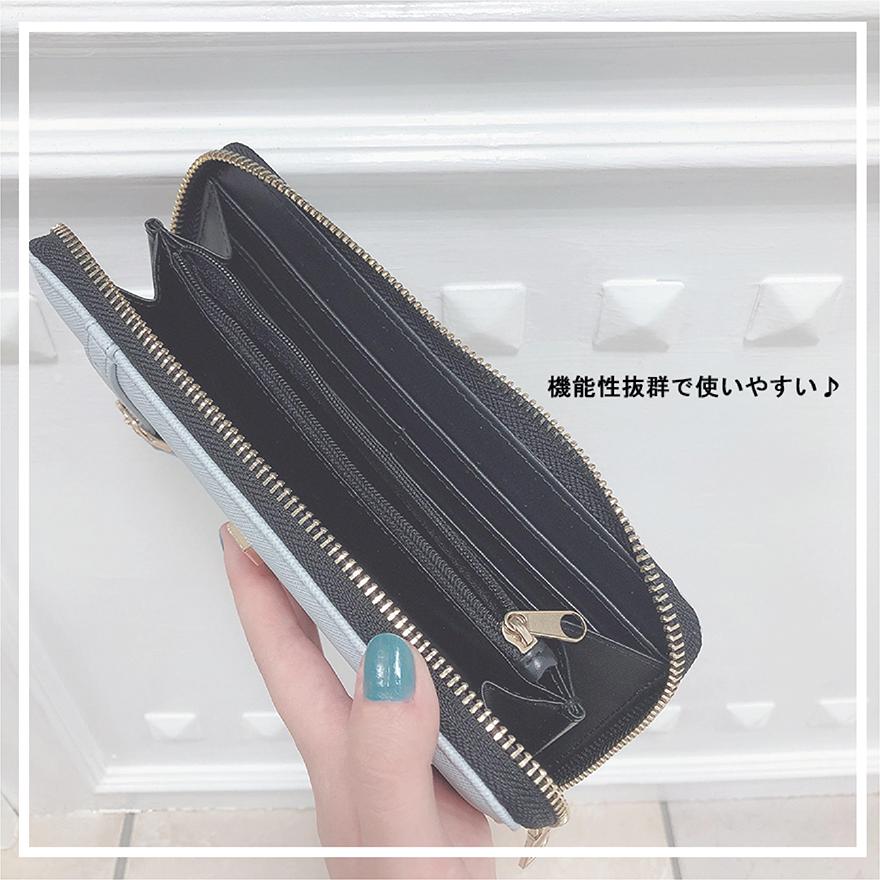 合皮オーバーレイラインプレート付Wベルトラウンドファスナー長財布