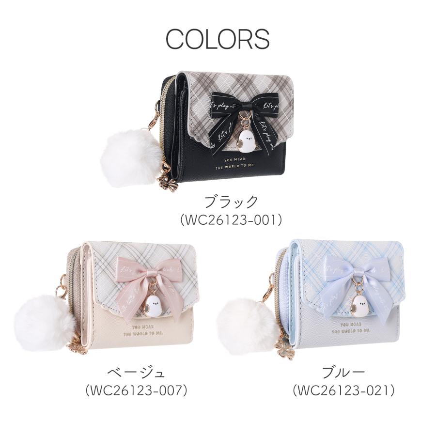 シマエナガ ミニ財布 三つ折り財布 チェック プレート Coboca+