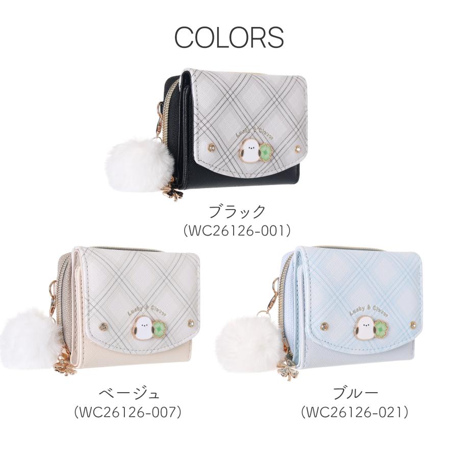 シマエナガ ミニ財布 三つ折り財布 チェック プレート Coboca+