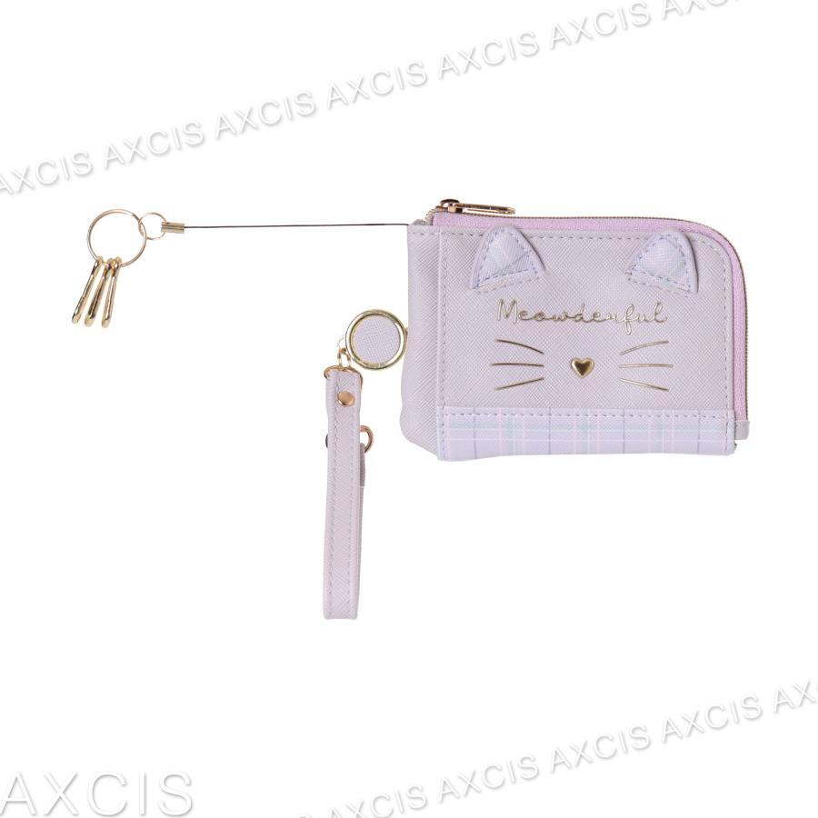 キーパスケース ネコ フェイス リール付き 合皮 Coboca+ : AXCIS