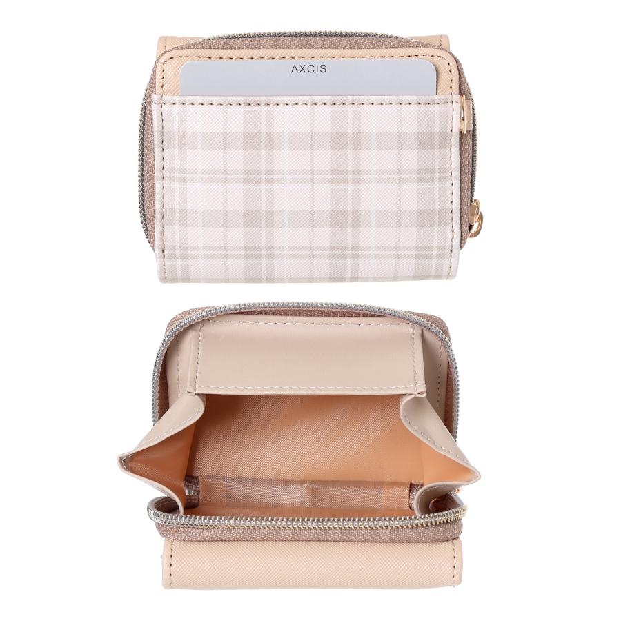 SALE30％OFF】△ネコホック ミニ財布 三つ折り チェック柄 合皮